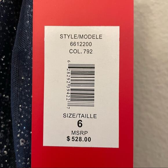 Carmen Marc Valvo Navy Blue Sequin Tulle Prom Formal Evening Dress 6 NWT - Picture 6 of 9